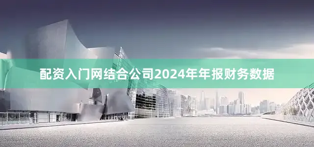 配资入门网结合公司2024年年报财务数据